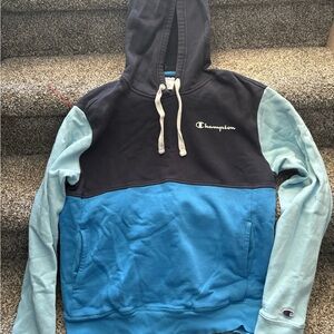 Champion Navy Hoodie with White Drawstrings